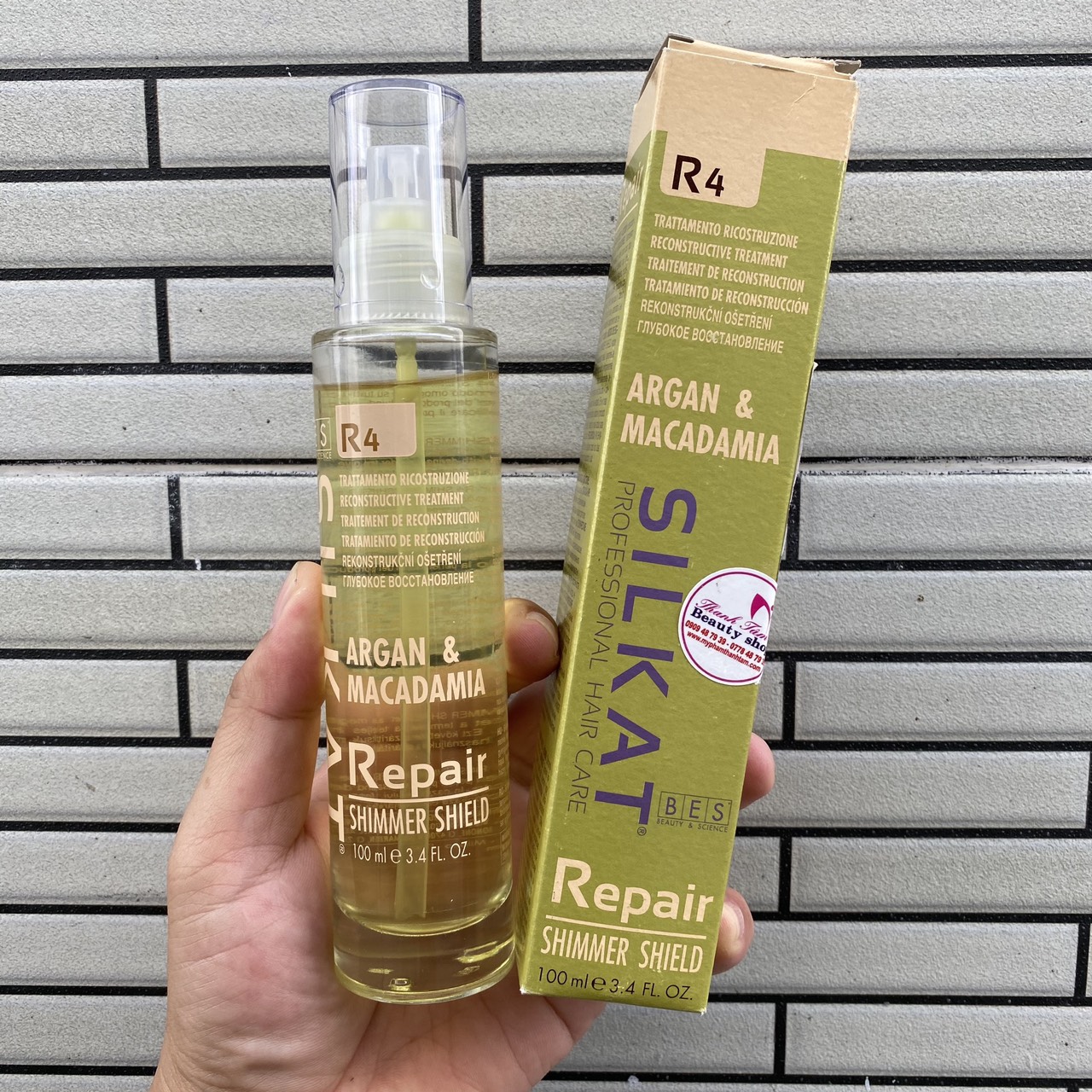 Tinh dầu xịt dưỡng Argan & Macadamia Bes Hergen Silkat Repair R4 Shimmer Shield 100ml