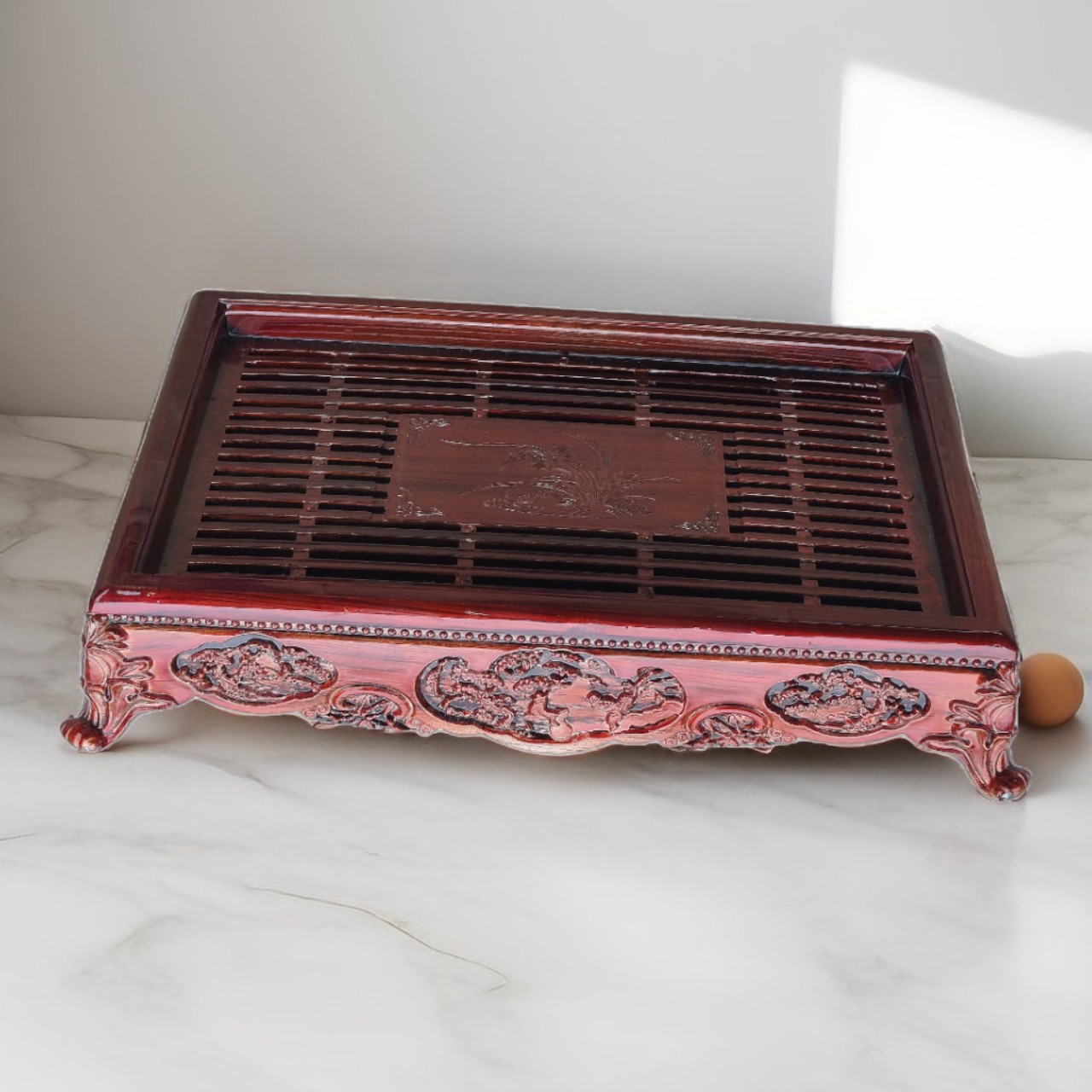 Bộ khay trà vân gỗ bền đẹp