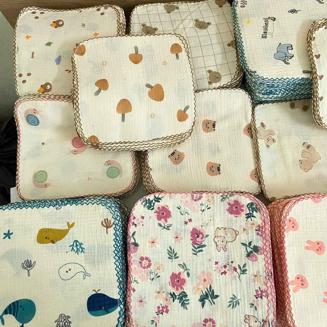 Khăn Xô sợi Tre Muslin 2 Lớp 25*25cm (nhiều mẫu)