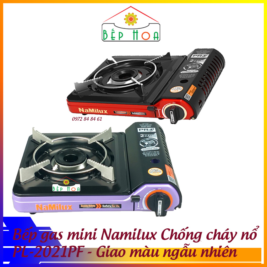 Bếp ga mini namilux 2s chống cháy nổ - pl2021pf - bếp gas mini giao màu ngẫu nhiên - bh 6 tháng - bếp hoa