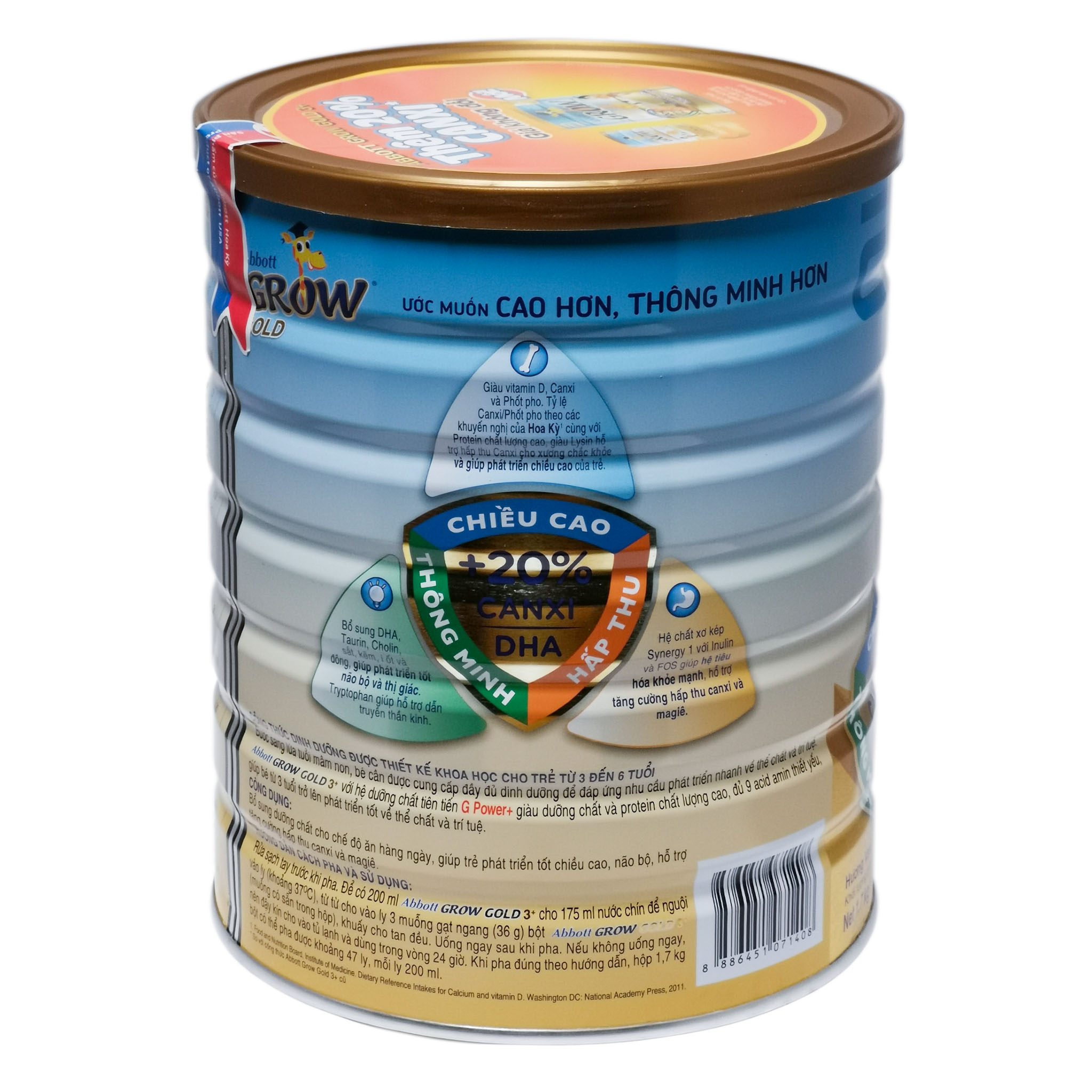 [CHÍNH HÃNG] Sữa Bột Abbott Grow Gold 3+ Hộp 1,6kg (Cho trẻ 3~6 tuổi)