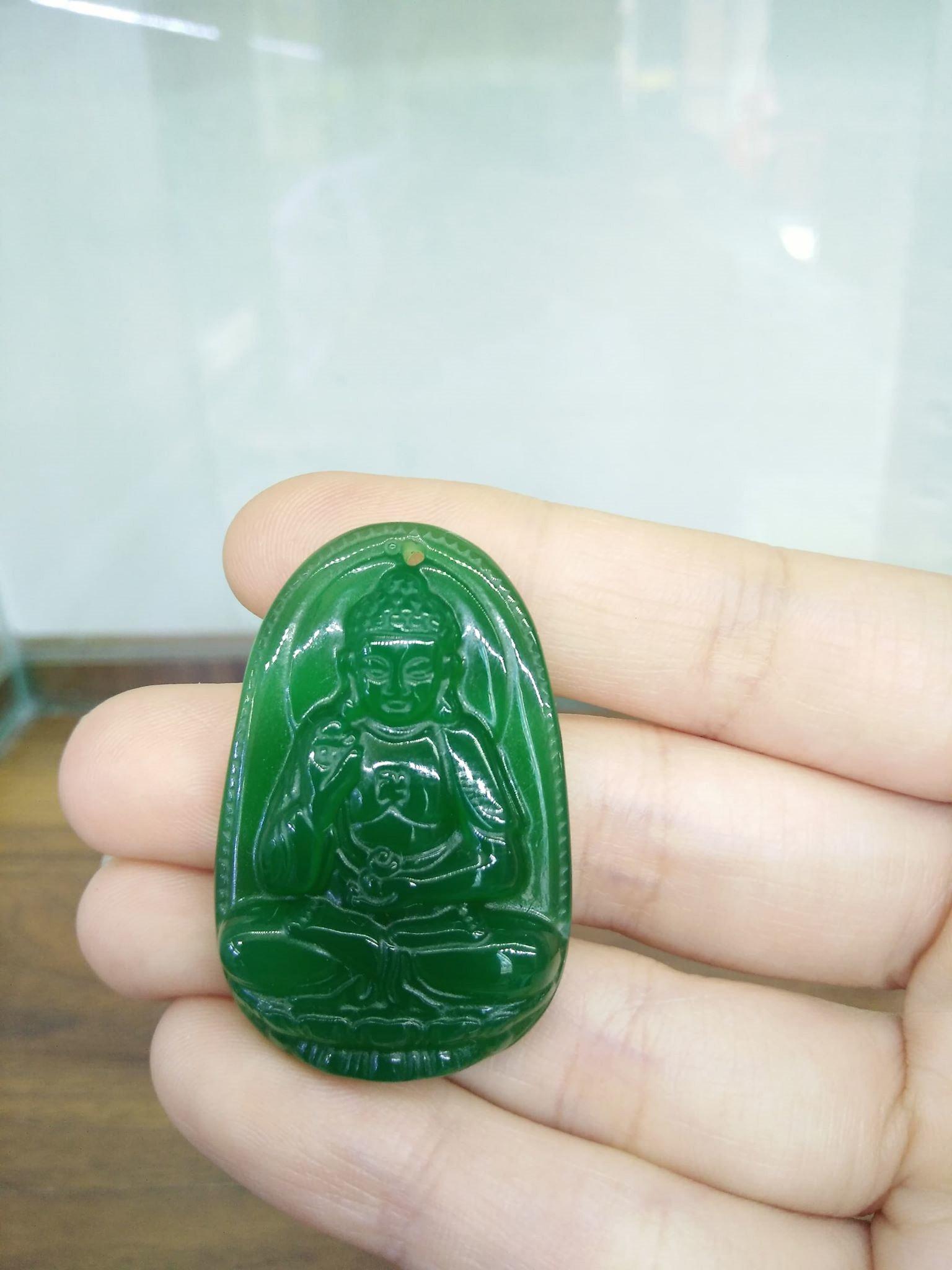Mặt Phật Adida đá Mã não xanh - An Tín
