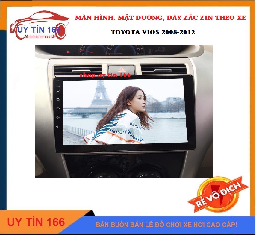 Màn hình dvd android 10.1 cho xe TOYOTA VIOS 2008,2009,2010,2011,2012, KẾT NỐI WIFI, RAM 1G ROM 16G, kính cường lực cực bền 2.5D, sản phẩm gồm màn hình, mặt dưỡng, dây zắc zin theo xe, GÍA CỰC RẺ, shop uy tín 166