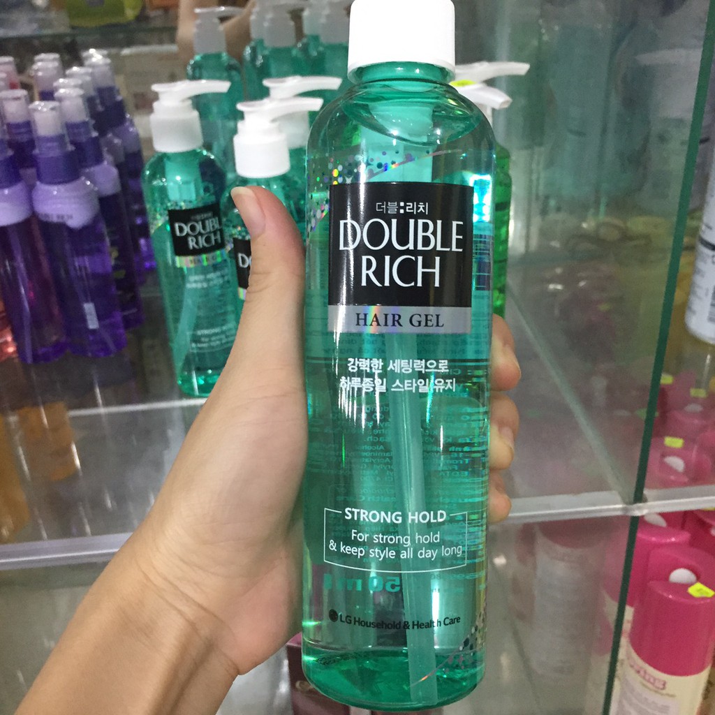 Gel tạo kiểu tóc Double Rich cứng vừa 250ml (màu xanh)