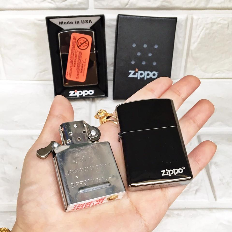 Bật lửa zippo mỹ fullbox - trơn bóng #màu đen