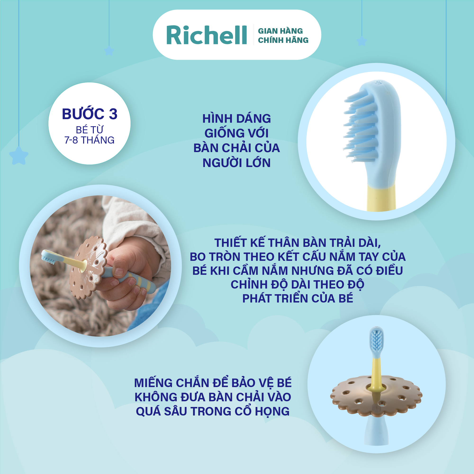 Bàn chải đánh răng trẻ em RICHELL TLI | Baby
