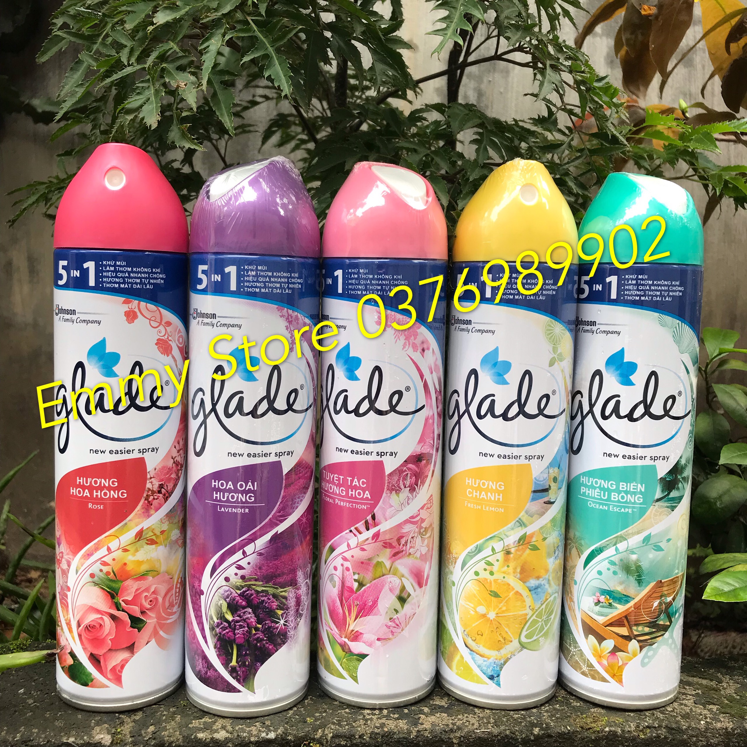 Combo 5 chai xịt thơm phòng GLADE nhiều mùi hương 280ml (giao mùi ngẫu nhiên)