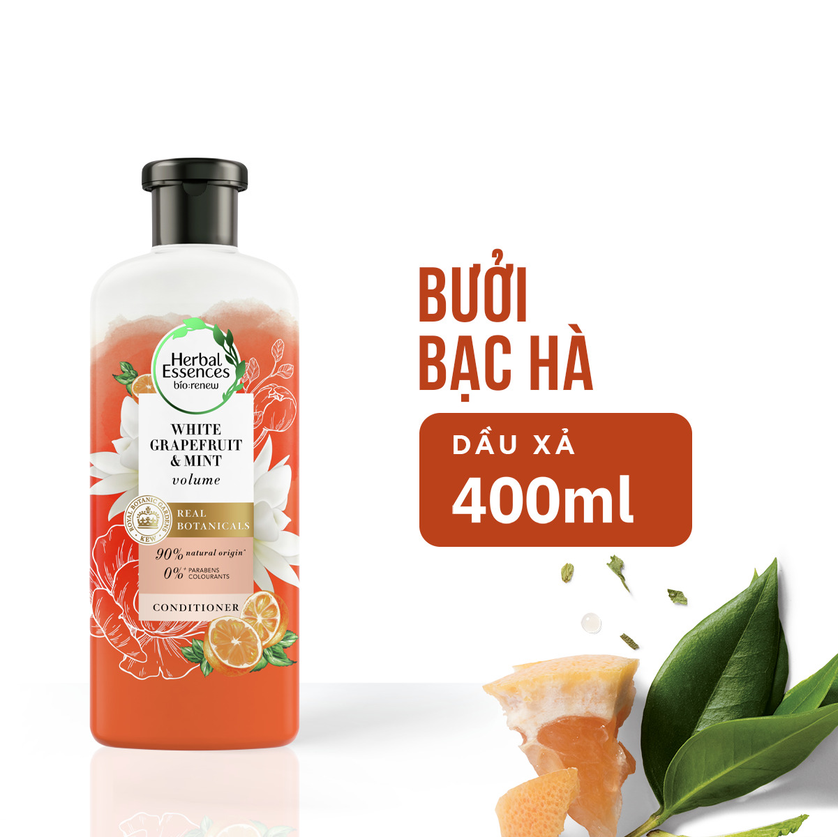 Dầu Xả Herbal Essences White Grapefruit & Mint Volume Bưởi và Bạc Hà 400ml