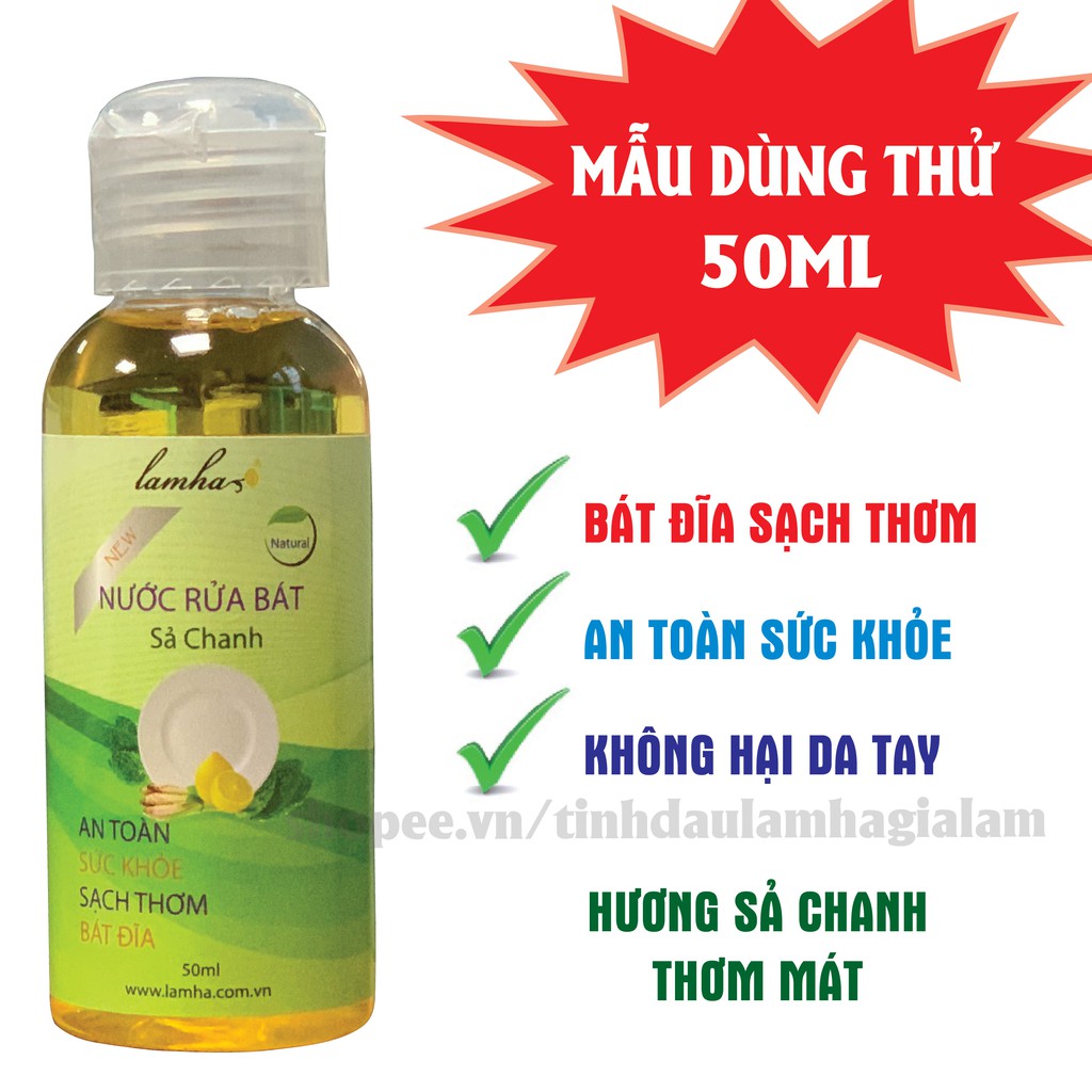 [GIÁ DÙNG THỬ] Nước rửa bát Sả Chanh Lam Hà 50ml