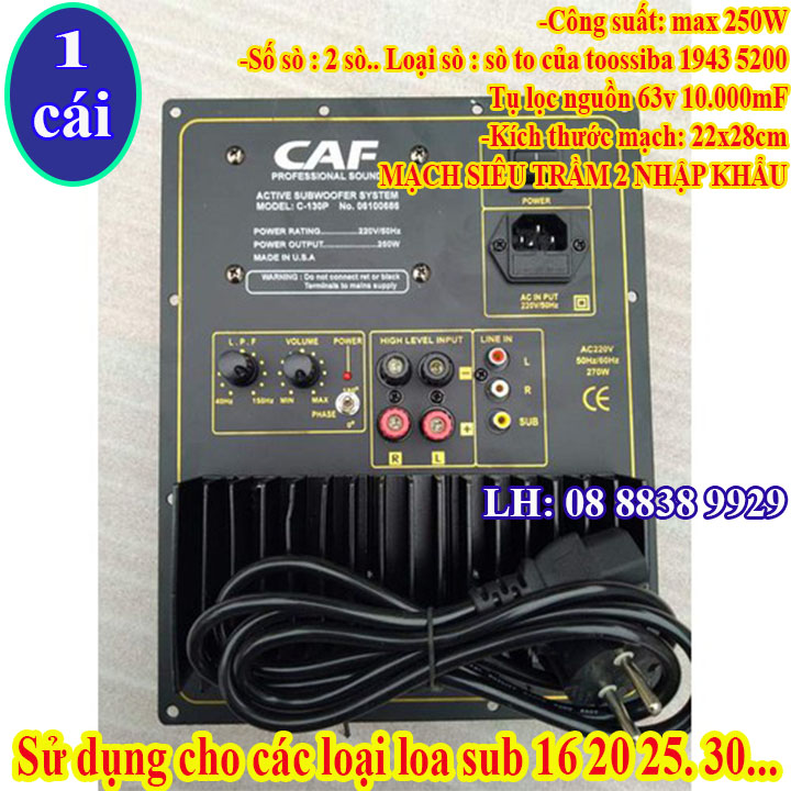 MẠCH SIÊU TRẦM CAF 2 SÒ TOSHI NGUỒN VUÔNG NHẬP KHẨU - MẠCH SUB ĐIỆN - GIÁ 1 MẠCH