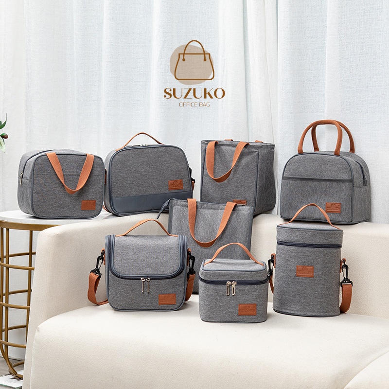 Túi đựng hộp cơm giữ nhiệt văn phòng vải oxford size lớn to có khóa kéo xách tay phong cách hàn quốc lunch bag chống nước nhiều mẫu hình trụ, chữ nhật 3, 4 tầng mang cơm đi làm, bình nước, cơm trưa đa năng dày dặn nhiều lớp