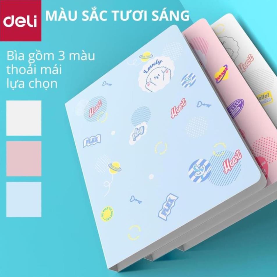 File lá học sinh a4 deli - 30/40 lá - xanh dương/hồng/trắng - 1 chiếc - 72493 / 72494