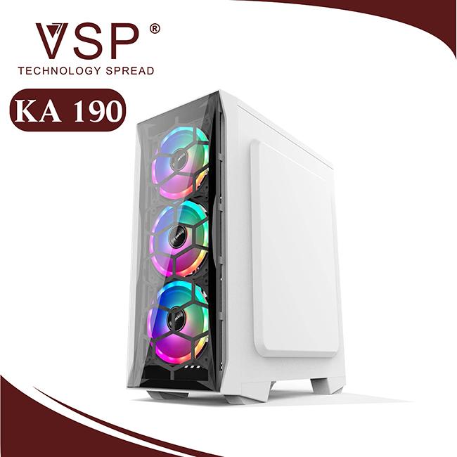 Case máy tính VSP KA-190 NEBULA (Đen - Trắng) Kính cường lực