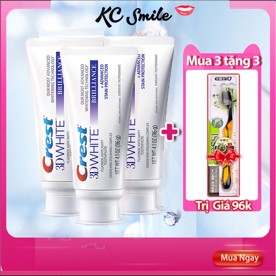 Combo 3 tuýp kem đánh răng crest 3D White Brilliance - 3 pack