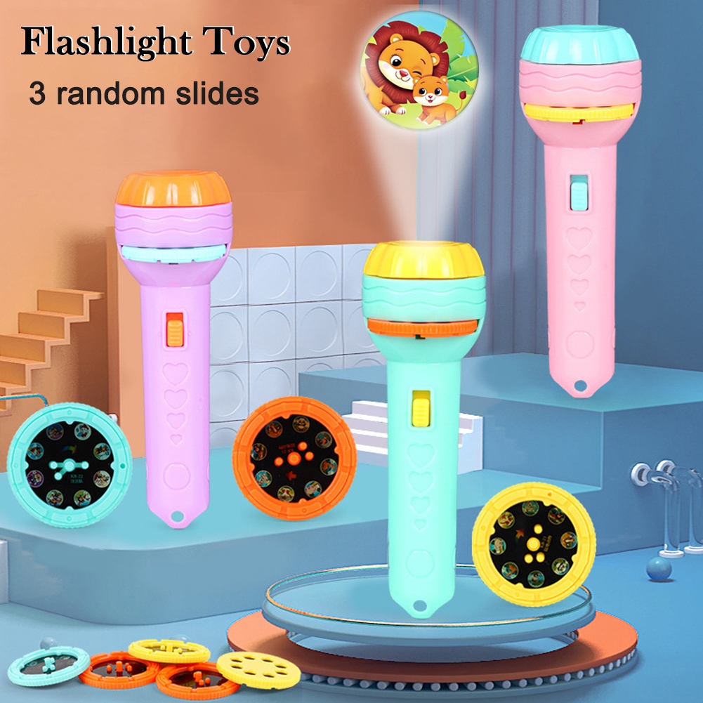 CW Kids Slides Flashlight Projector Toy Baby Sleeping Story Book
