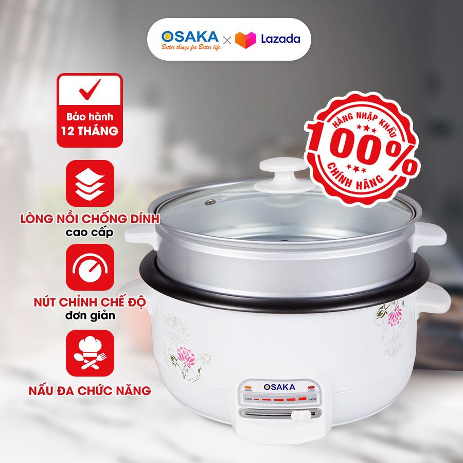 Nổi Lẩu Điện Đa Năng Dung Tích 3L Công Suất 1200W, Lòng Nhôm Tráng Men - OSAKA MFC-30T