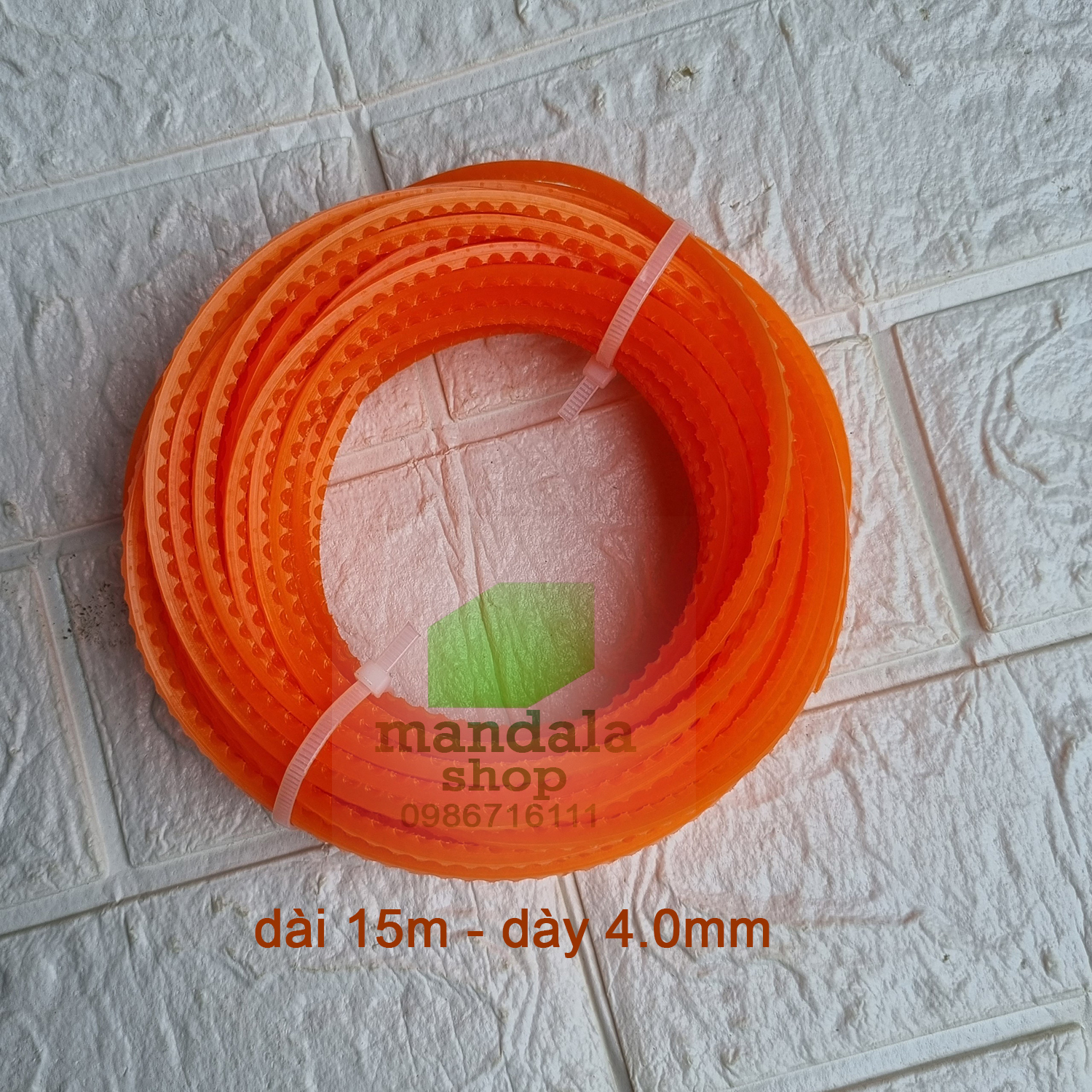 Cước cắt cỏ gai đỏ chất lượng cao, siêu dẻo, dai. Chiều dài 15m tùy chọn đường kính 3.0mm - 3.5mm - 4.0mm