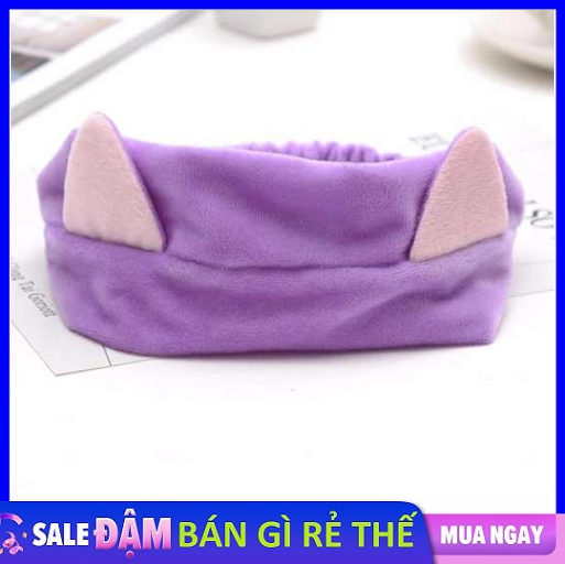 [HCM]Băng đô tai mèo Etude chất liệu nhung mềm mịn phía sau có chun co giãn giúp ôm sát đầu giữ tóc mái không bị che hoặc dính vào mặt khi trang điểm tẩy trang rửa mặt