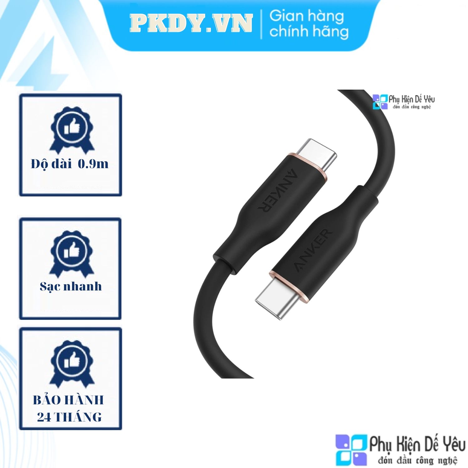 Cáp Anker 643 USB-C to USB-C (Anker PowerLine III Flow) 0.9m (PHÂN PHỐI CHÍNH HÃNG)