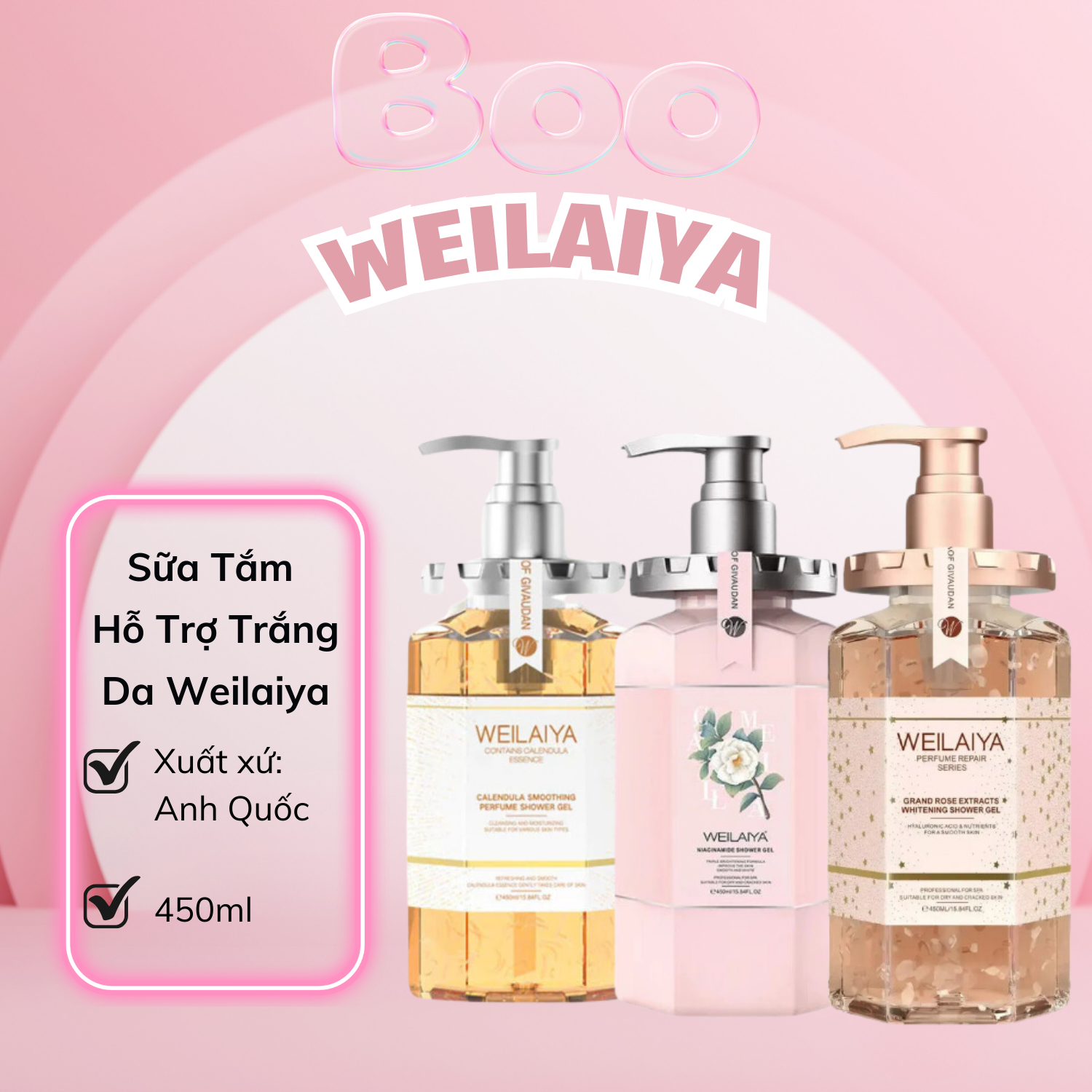 Sữa Tắm Weilaiya Trắng Da 450ml