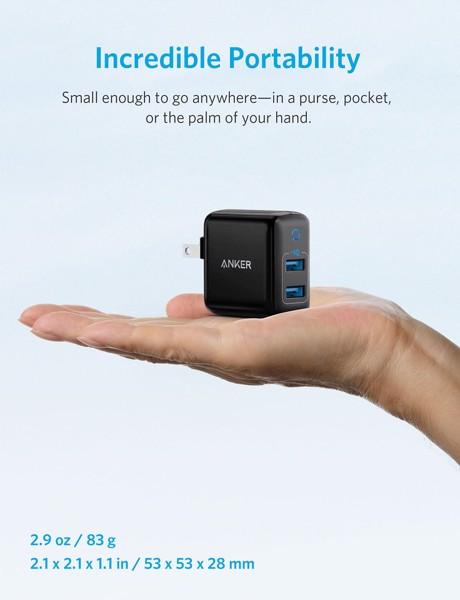 Sạc Anker 2 Cổng PowerPort II, 24w
