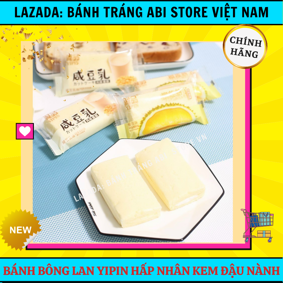 Bánh bông lan hấp nhân kem đậu nành và dưa lưới Yipin siêu ngon