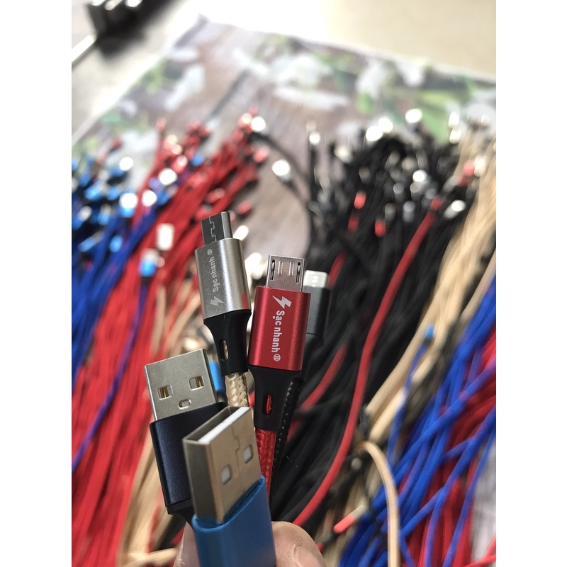 CAP01 - Cáp dù sạc nhanh 2A dài 2m Chân IPhone, micro, type