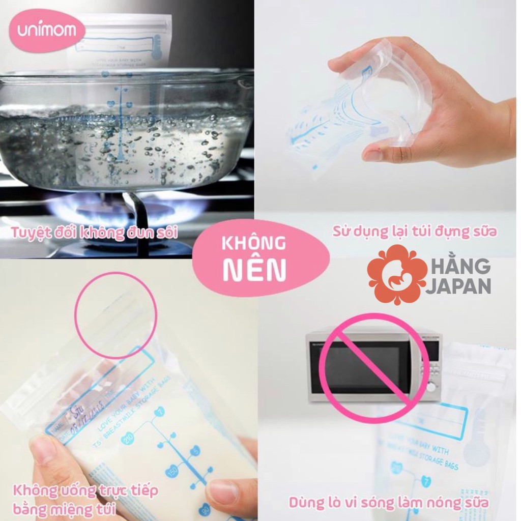 Túi đựng sữa mẹ (trữ sữa mẹ) Unimom Compact không có BPA 210ml (30 túi/hộp)