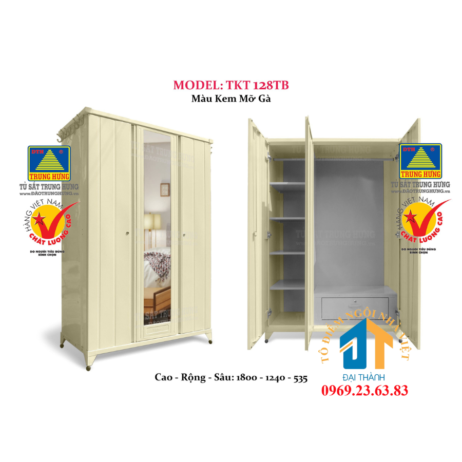 Tủ sắt lắp ráp Trung Hưng nhiều màu hàng công ty TKT 128TB