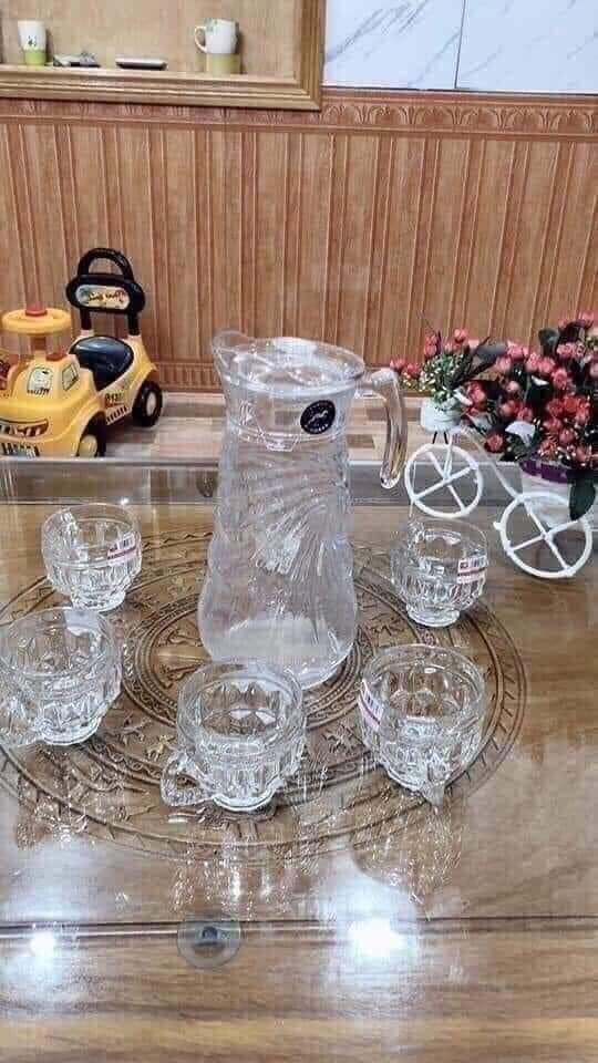 Bộ bình thủy tinh + 6 cốc g-horse cao cấp 1l8
