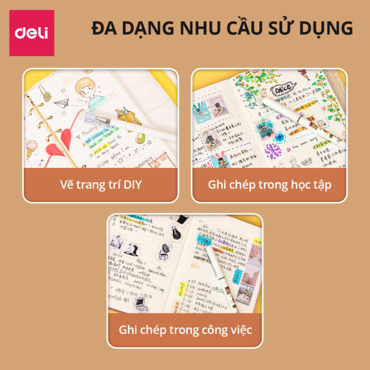 Ruột bút gel Deli 0.35mm dùng cho bút bi nước SA130/A122 lâu hết mực không gai khi viết mực trơn tru SE124 - Hình ảnh 6