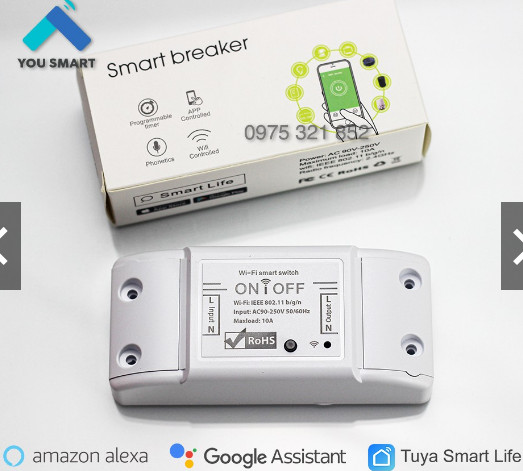 [HCM]Công Tắc Thông Minh Wifi - Wifi Smart Breaker Làm việc với App Smart Life Tuya Điểu Khiển Thiết Bị Từ Xa Bằng Điện Thoại