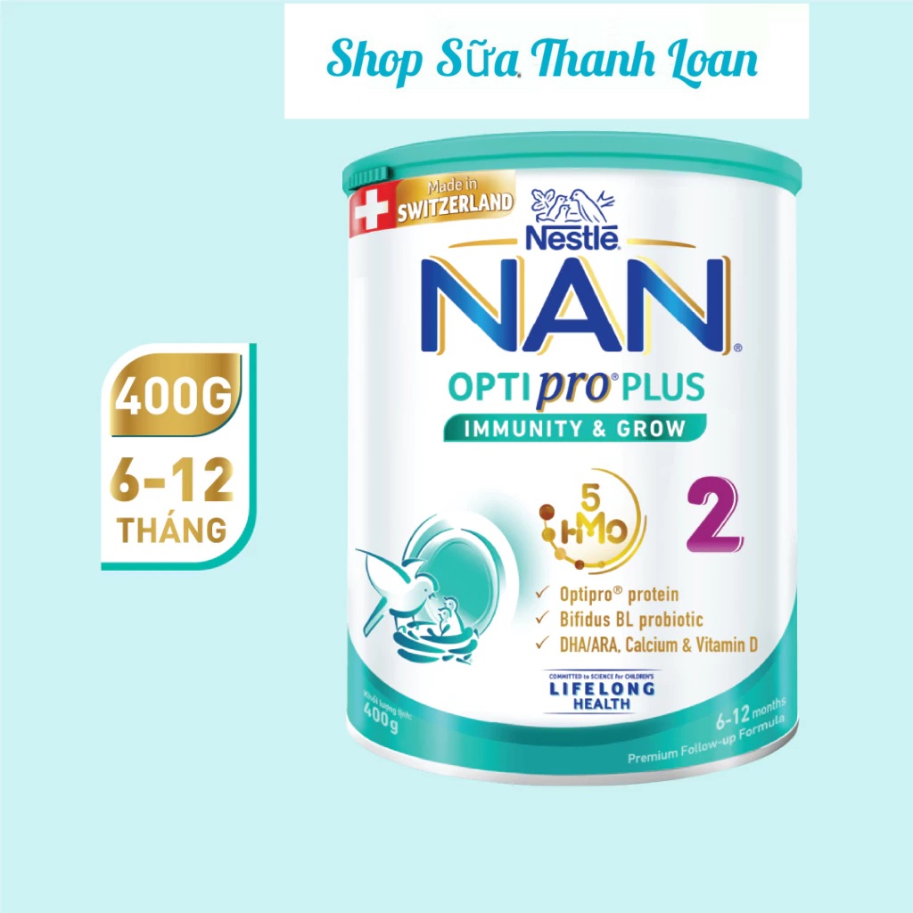 (HSD T4-2025) (Mẫu Mới) Sữa Bột Nestle NAN OPTIPRO PLUS 2  - Hộp 400g.