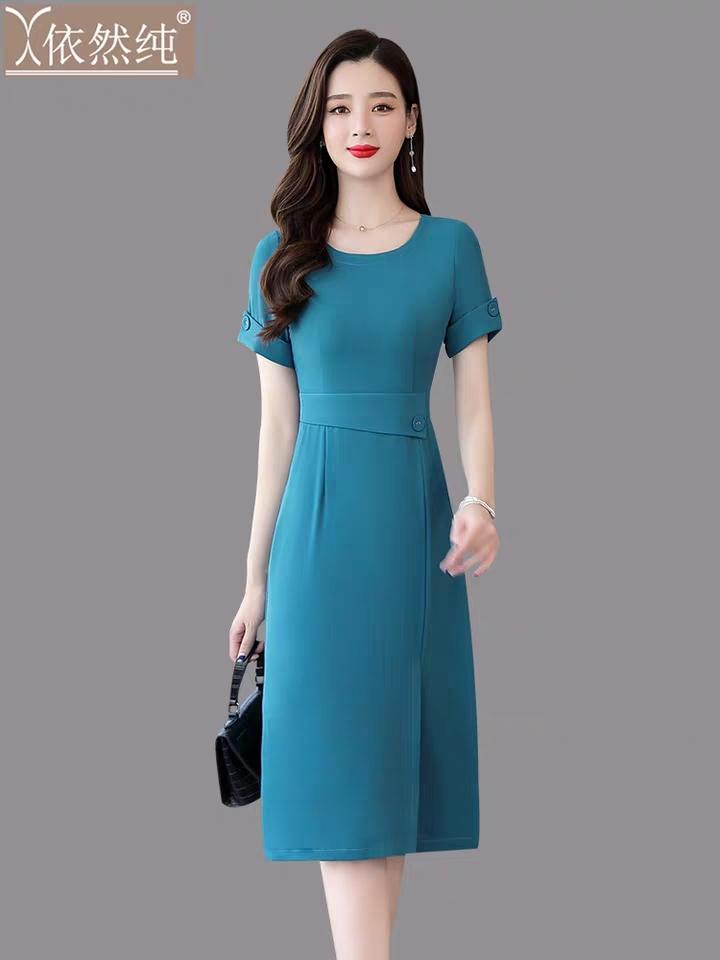 [HCM]ĐẦM VOAN LỤA PHỐI NÚT EO ĐẸP TINH TẾ SANG CHẢNH MS 213