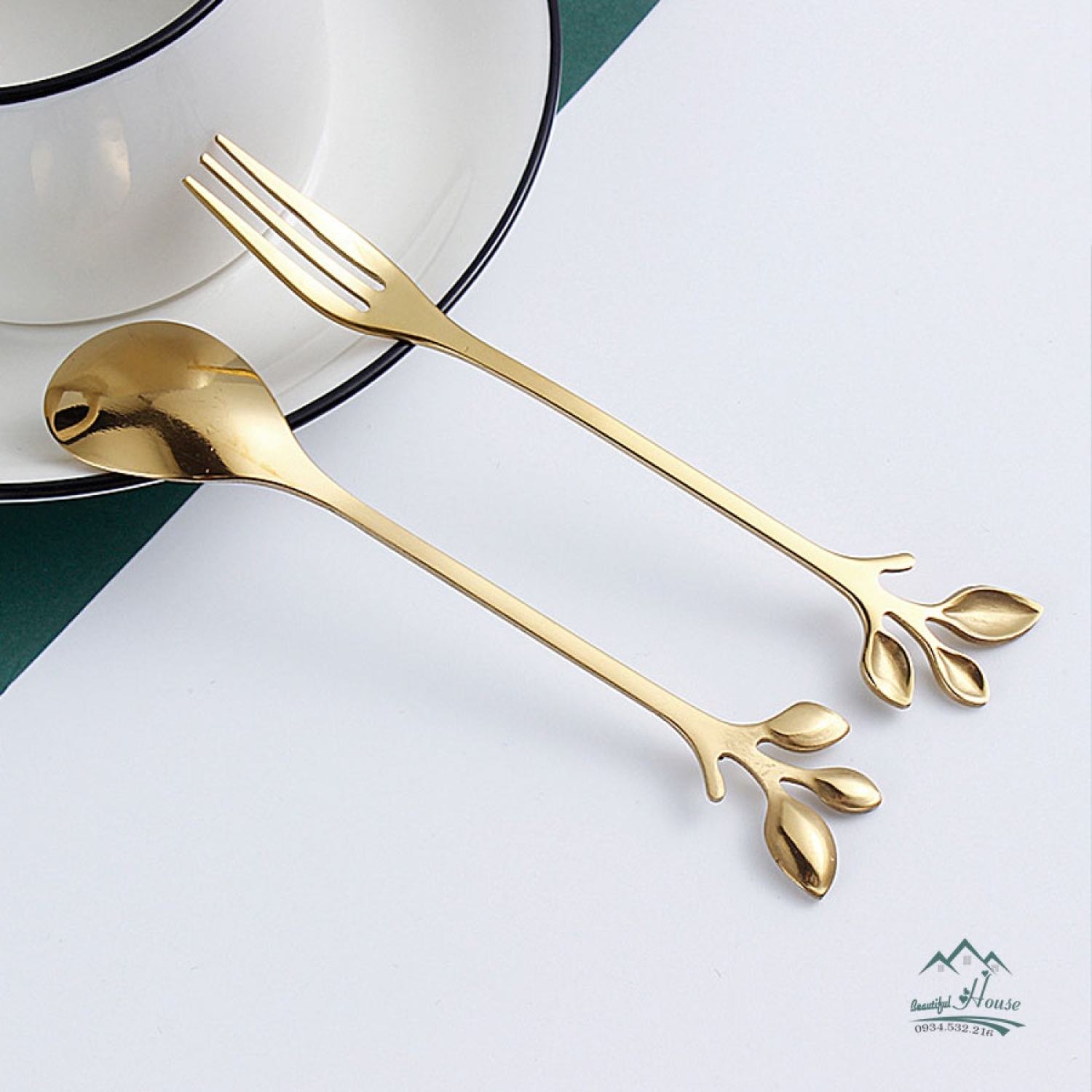 Thìa, Dĩa Ân Bánh Mứt, Uống Cà Phê Màu Vàng Decor