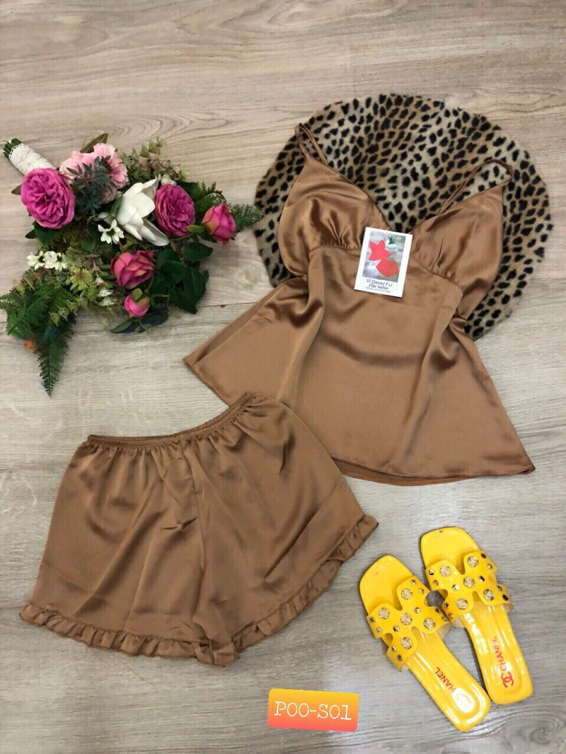 Set Bộ Lụa Phi Ngủ Sexy Quyến Rũ Sang