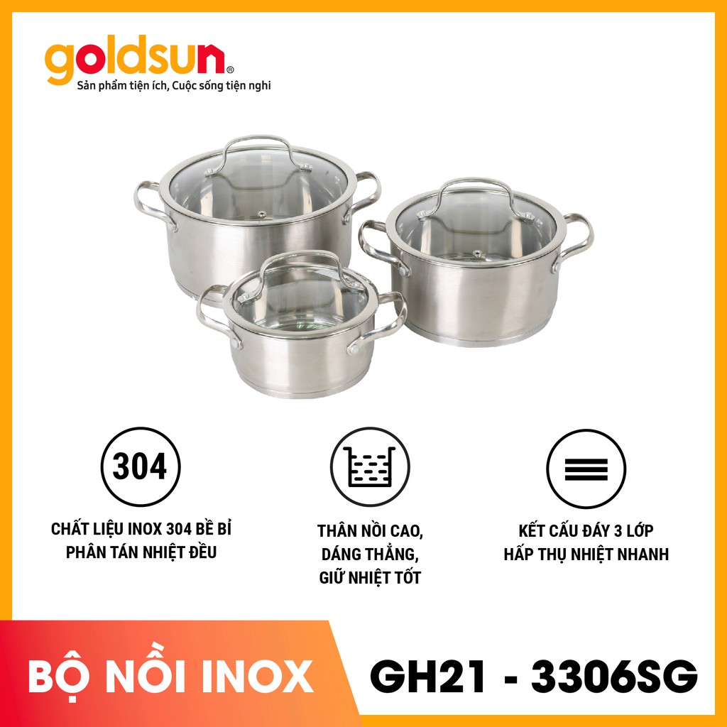 Bộ nồi inox GH21 - 3306SG