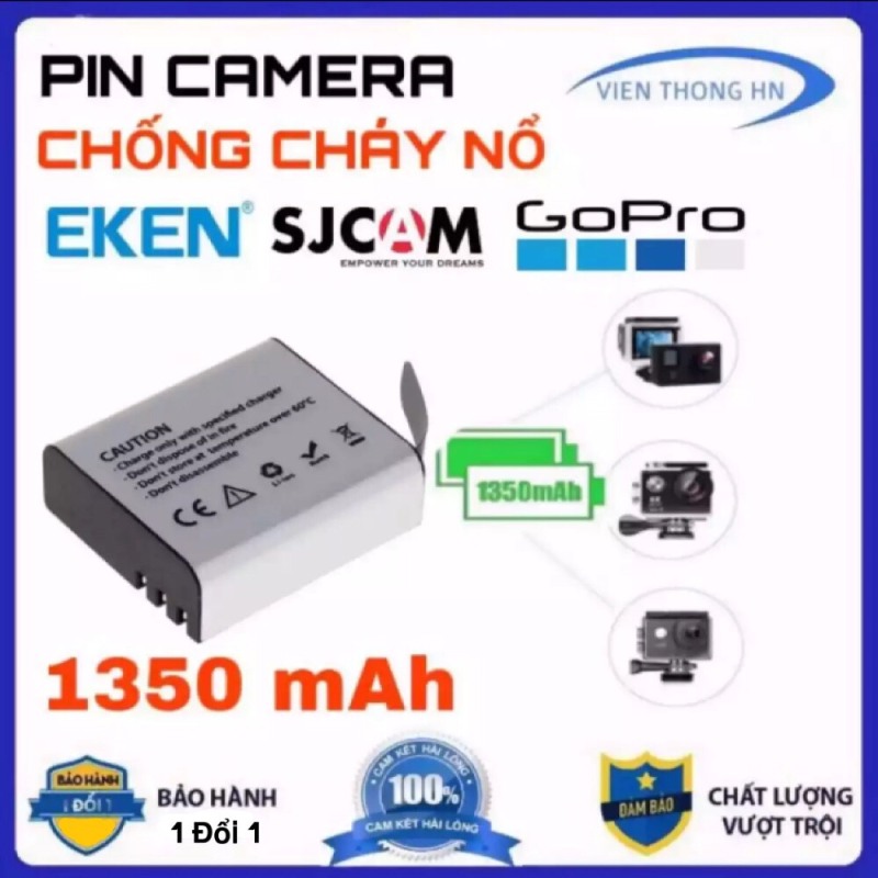 PIN 1350 mAh  camera hành trình SJCAM 4000  eken  Soocoo  Amkov  gopro  camera 4k - PIN CAMERA THỂ THAO