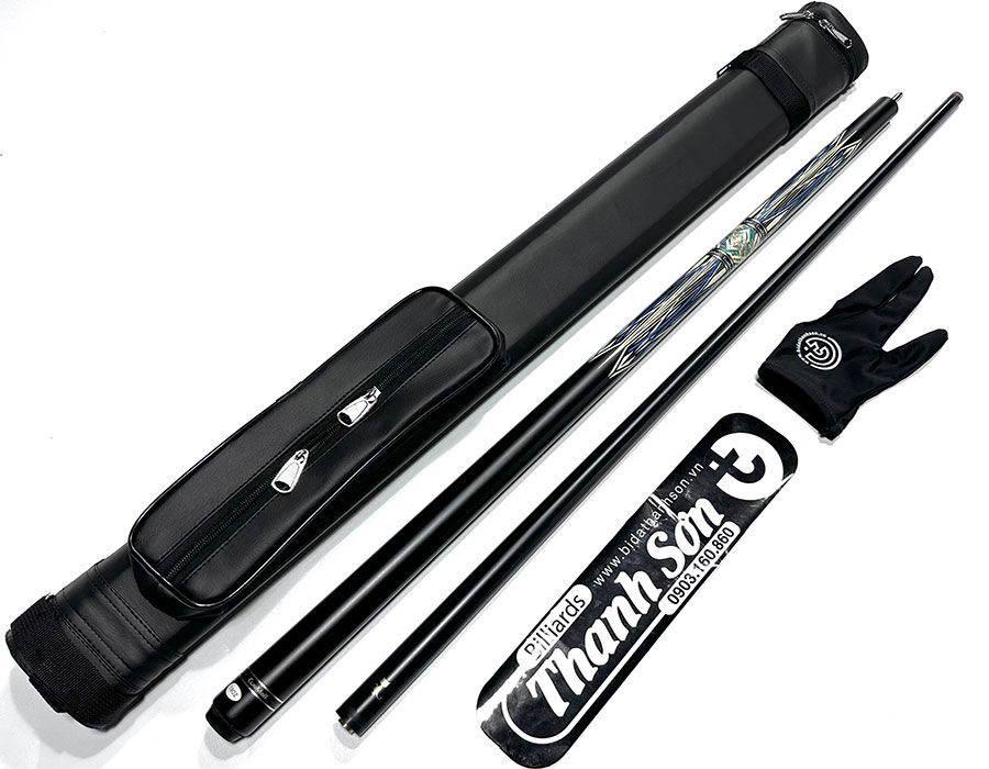 COMBO CƠ BIDA LỖ CUE MALL PHỦ CARBON [ BAO CƠ + BAO TAY ]