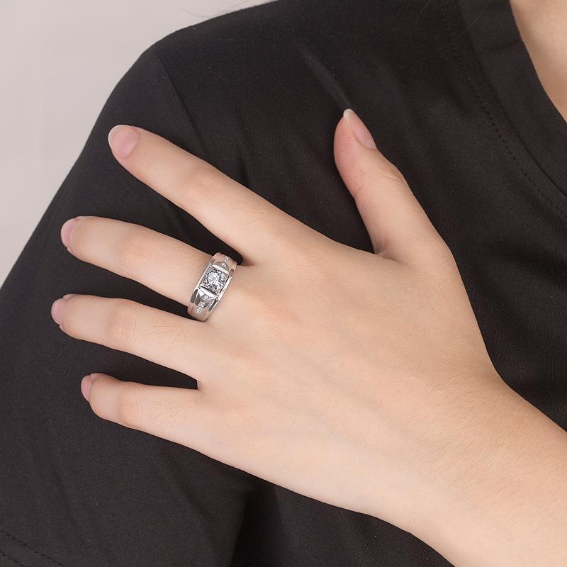 Nhẫn nam nữ mạ bạc đính đá phong cách hàn quốc
