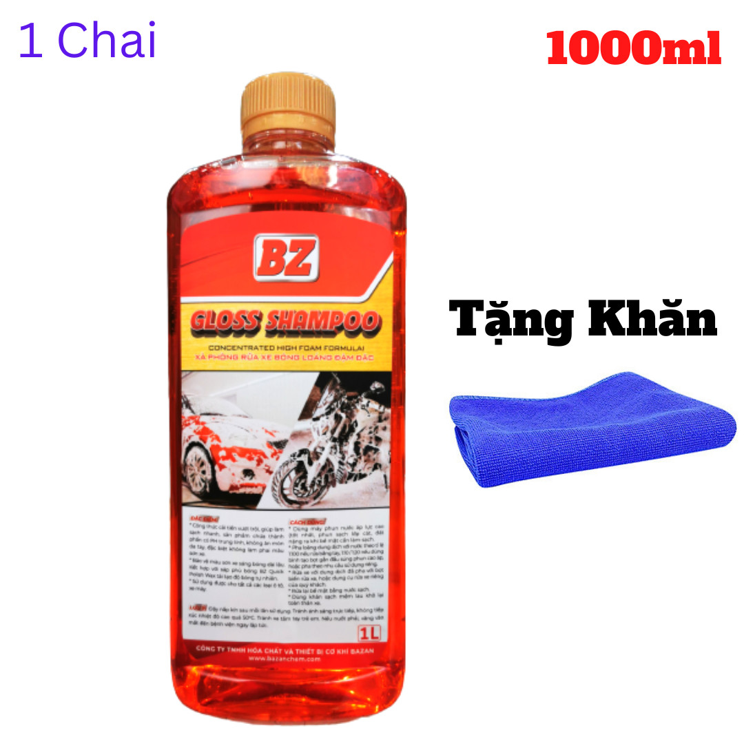 Nước rửa xe bz gloss shampoo 1l kèm quà