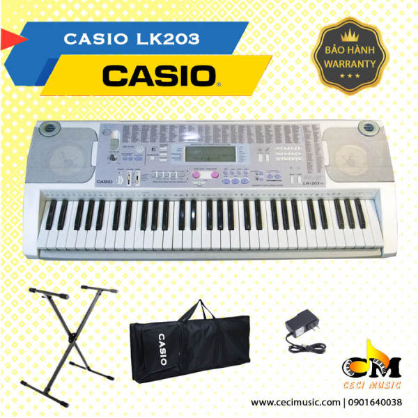 Đàn Organ Casio LK203, sản xuất tại Nhật, 61 phím, likenew 90%, đàn có nhiều tính năng giúp luyện ngón, học nâng cao