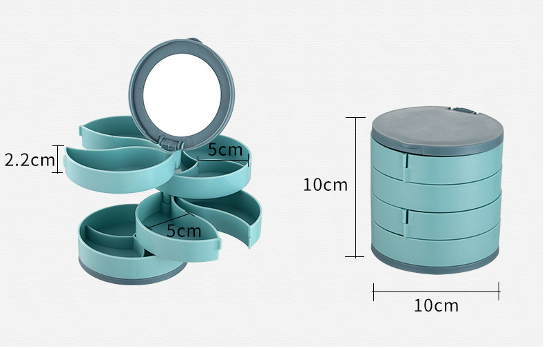 Hộp đựng trang sức 4 tầng có gương ( nhiều ngăn)