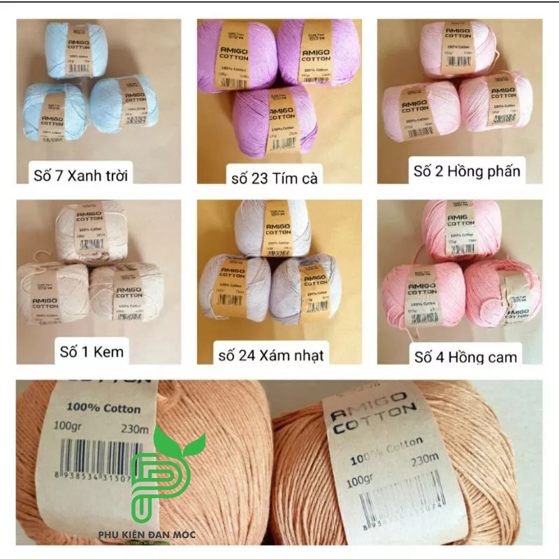 Sợi Amigo Craft yarn 100% Cotton (cuộn 100gr)