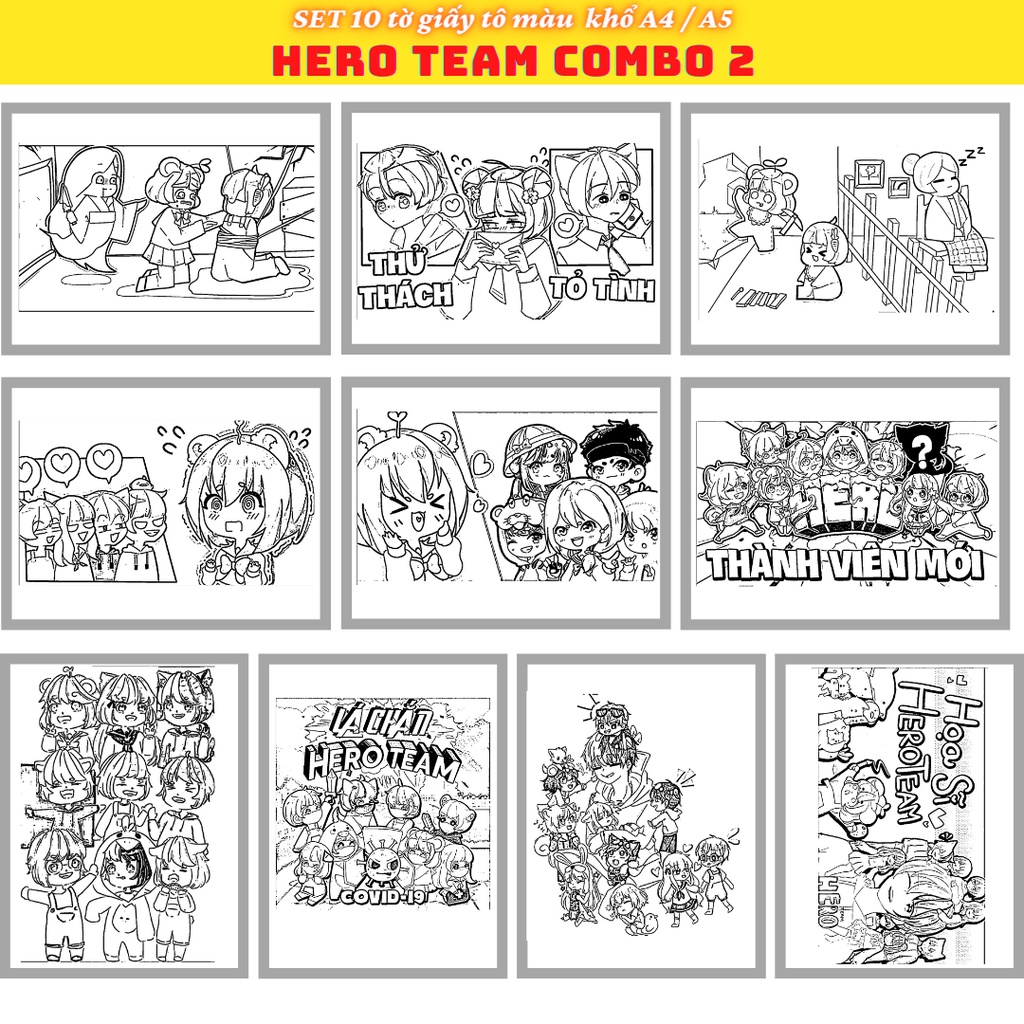 COMBO 10 TỜ GIẤY TÔ MÀU - HERO TEAM