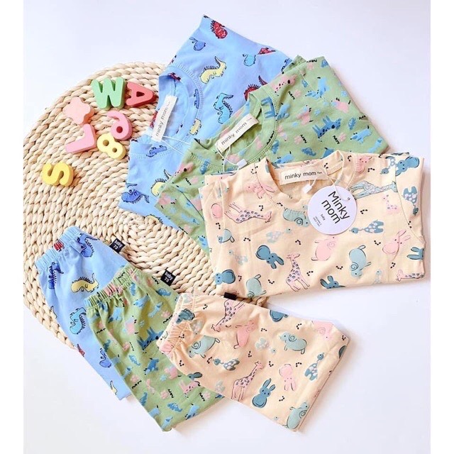 Bộ minky mom thun lạnh hoạ tiết cao cấp