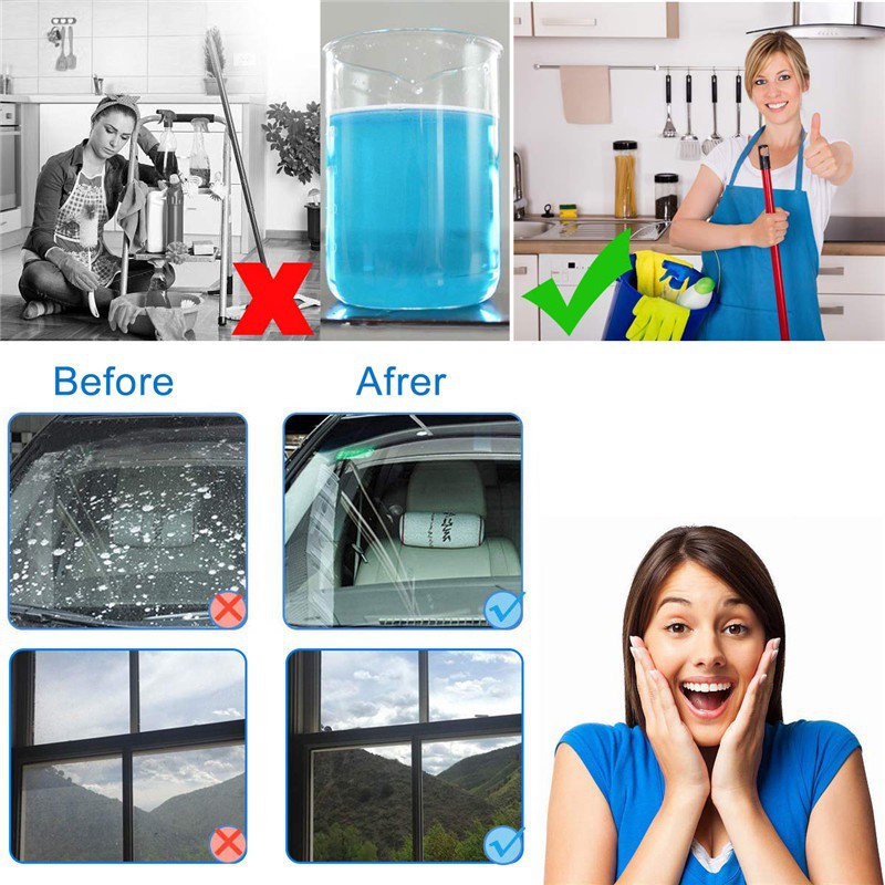 Bộ 100 Viên sủi rửa bề mặt kính - Pha nước 4 lít nước rửa kính xe, chất tẩy rửa kính lái xe ô tô SANTA SHOP ONE