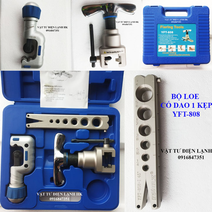 BỘ LÃ - LOE ỐNG ĐỒNG YFT-808 1 KẸP kèm DAO CẮT - Loe YFT 808