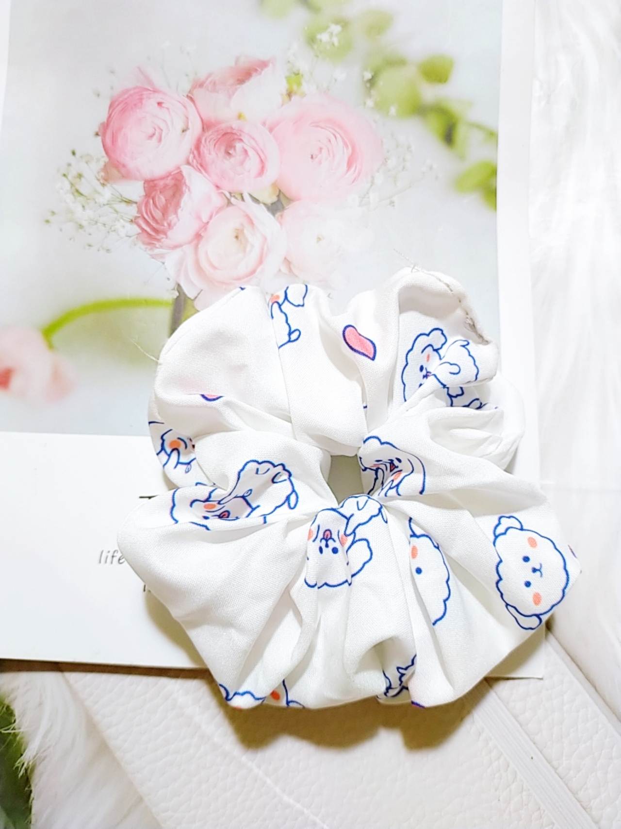 Dây cột tóc vải scrunchies hình bò sữa và hình các con thú