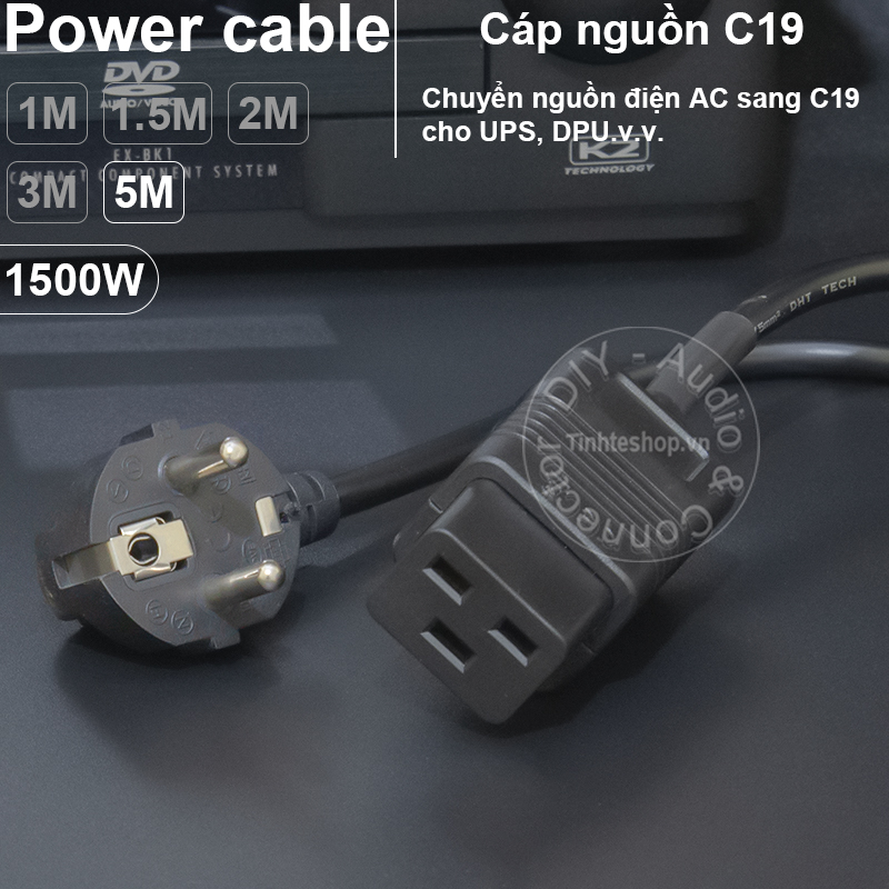 Dây nguồn C19 DIY cho UPS DPU 0.5 đến 5 mét
